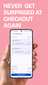 Cart Tracker home screen showing real-time grocery budget tracking and cart total