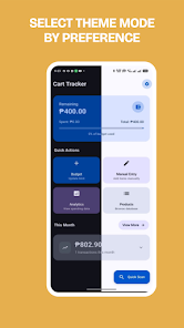 Cart Tracker settings with dark mode, multiple currencies, and privacy options